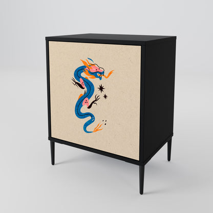 Credenza MITOLOGICA CREATURES a 1 anta con finitura nera