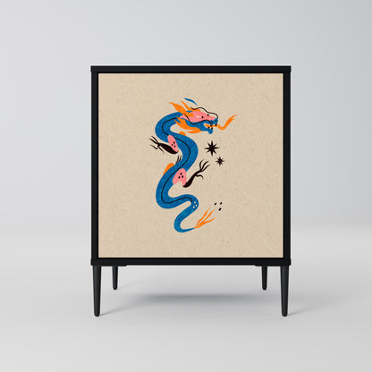 Credenza MITOLOGICA CREATURES a 1 anta con finitura nera