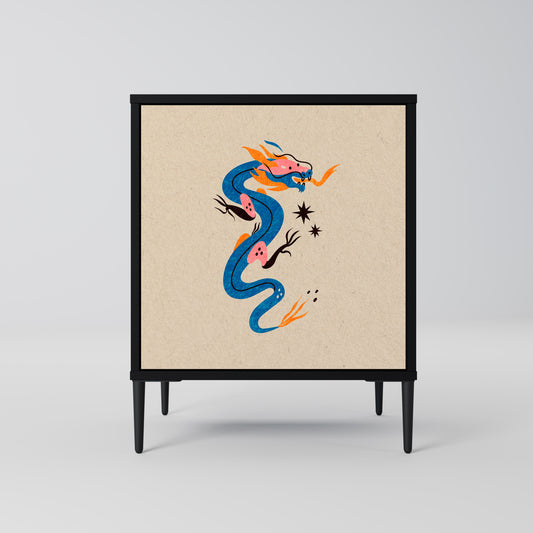 Credenza MITOLOGICA CREATURES a 1 anta con finitura nera