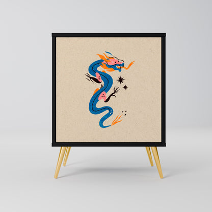 Credenza MITOLOGICA CREATURES a 1 anta con finitura nera