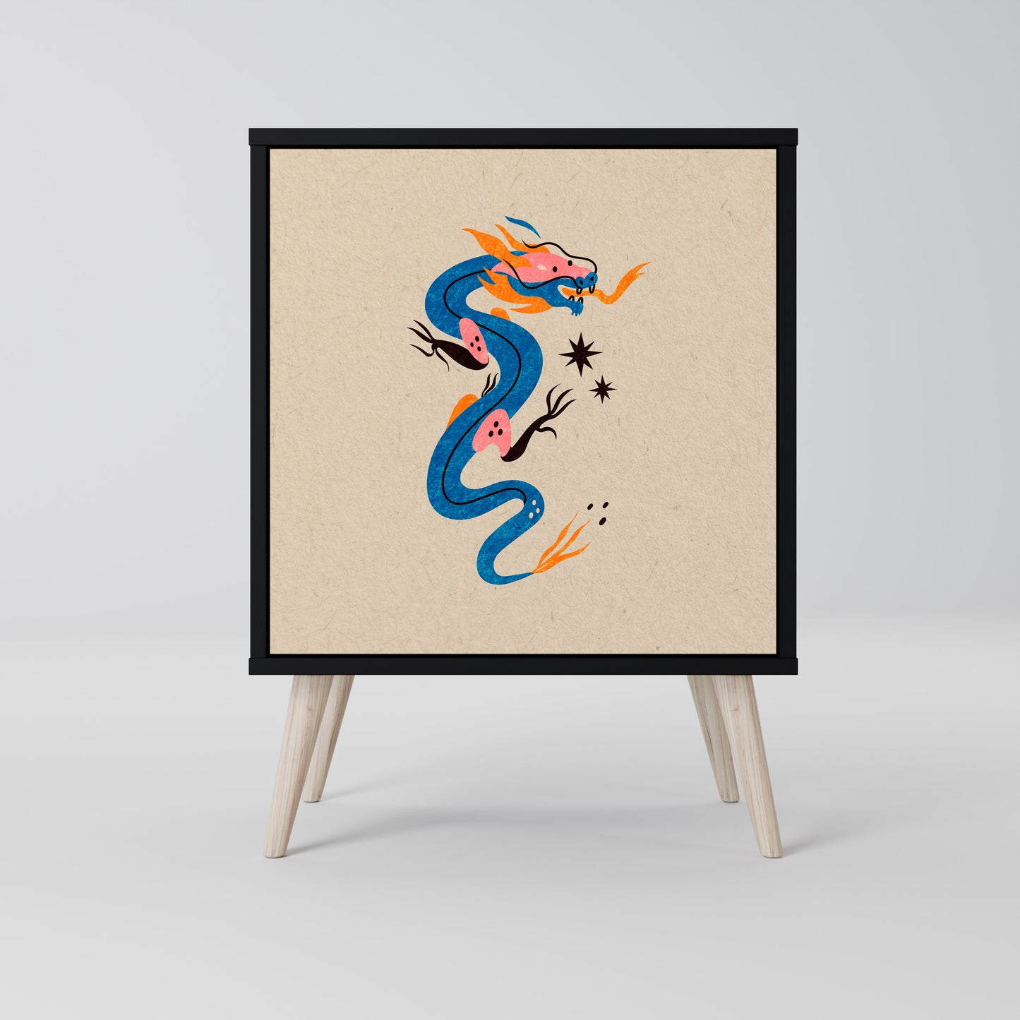 Credenza MITOLOGICA CREATURES a 1 anta con finitura nera