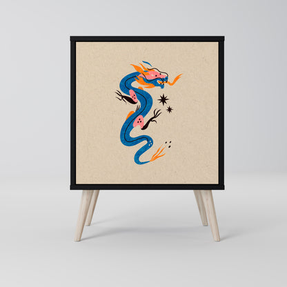 Credenza MITOLOGICA CREATURES a 1 anta con finitura nera