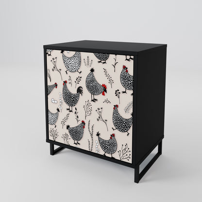 Credenza HAPPY HENS a 1 anta con finitura nera