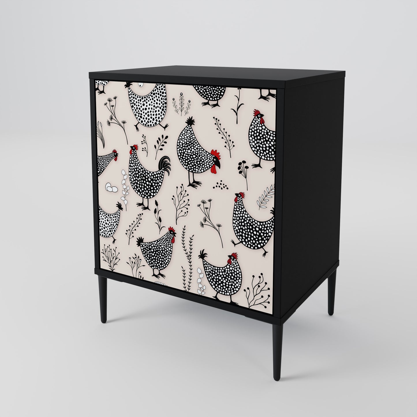 Credenza HAPPY HENS a 1 anta con finitura nera