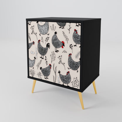 Credenza HAPPY HENS a 1 anta con finitura nera