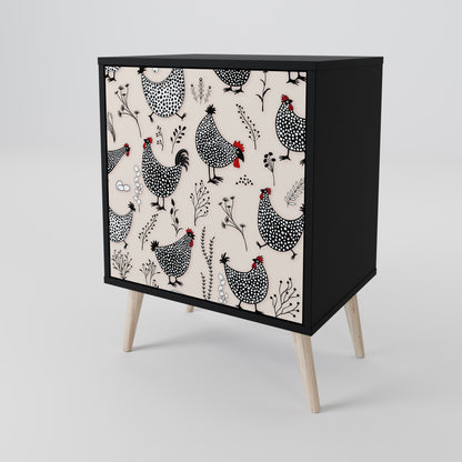 Credenza HAPPY HENS a 1 anta con finitura nera