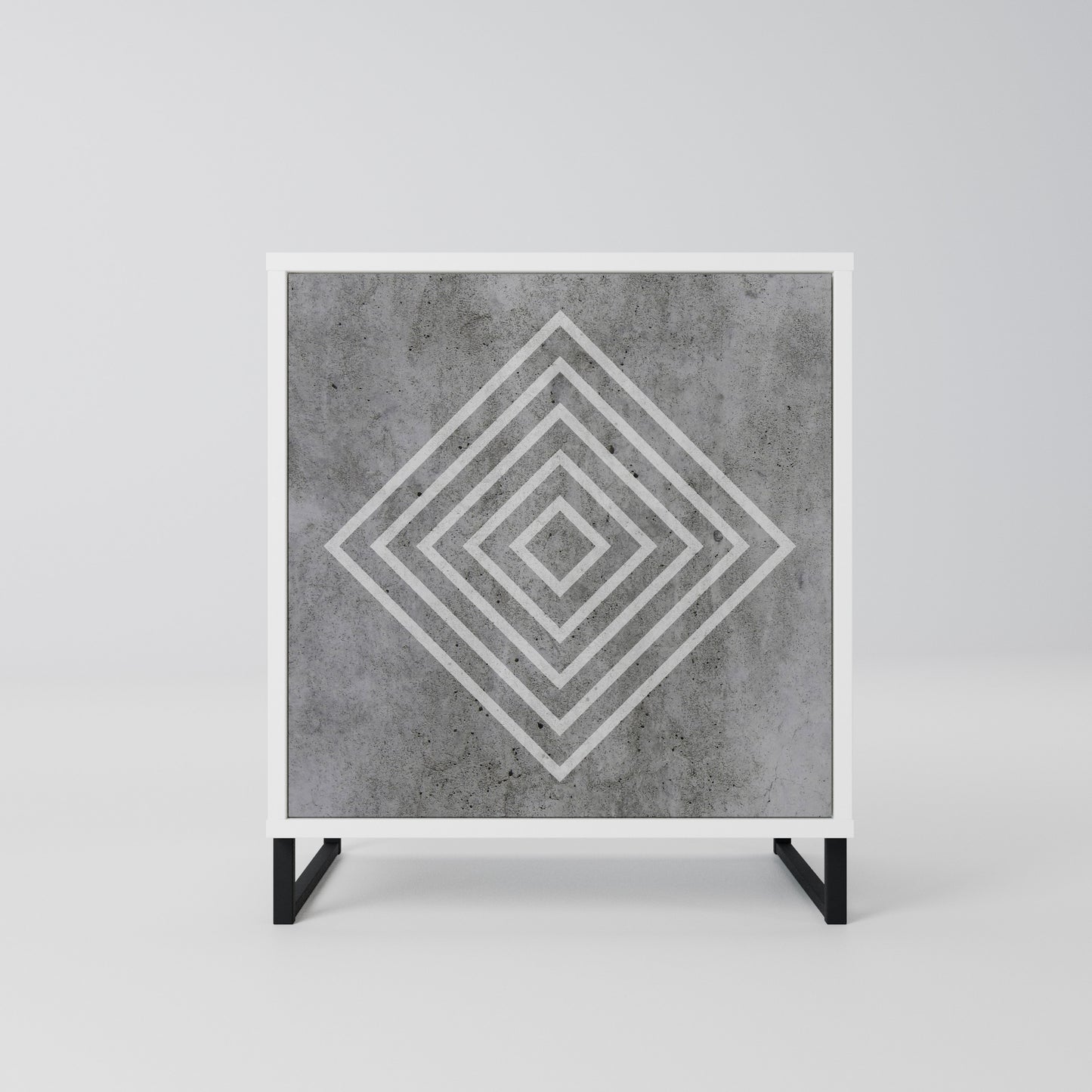 POLYGONAL ARTISTRY Madia a 1 Anta in Finitura Bianca