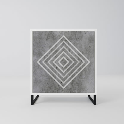 POLYGONAL ARTISTRY Madia a 1 Anta in Finitura Bianca