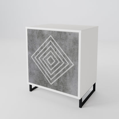 POLYGONAL ARTISTRY Madia a 1 Anta in Finitura Bianca