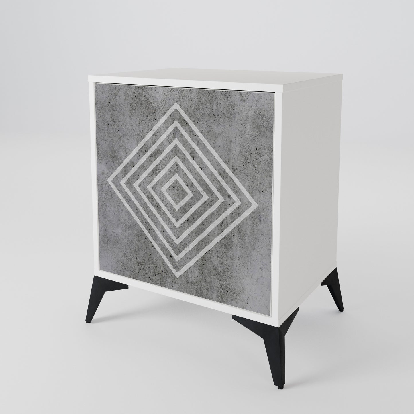 POLYGONAL ARTISTRY Madia a 1 Anta in Finitura Bianca