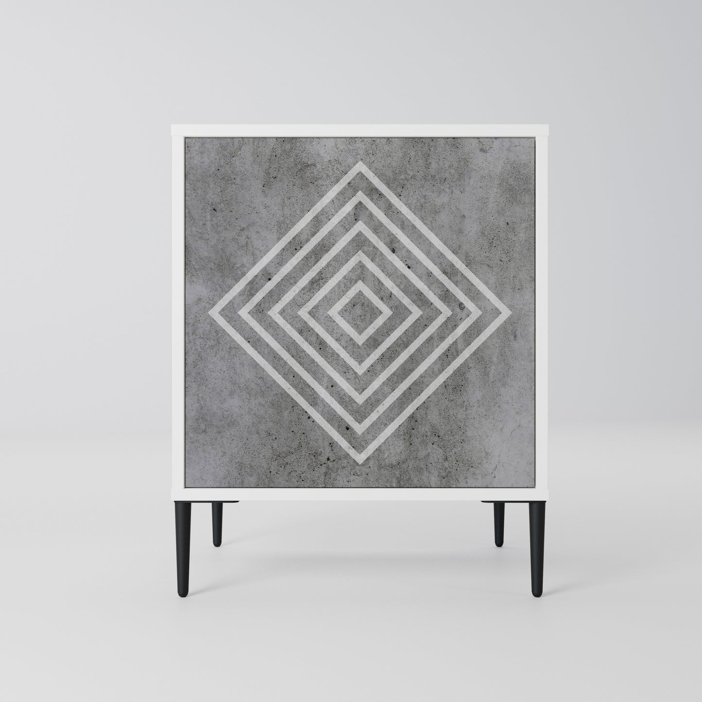 POLYGONAL ARTISTRY Madia a 1 Anta in Finitura Bianca