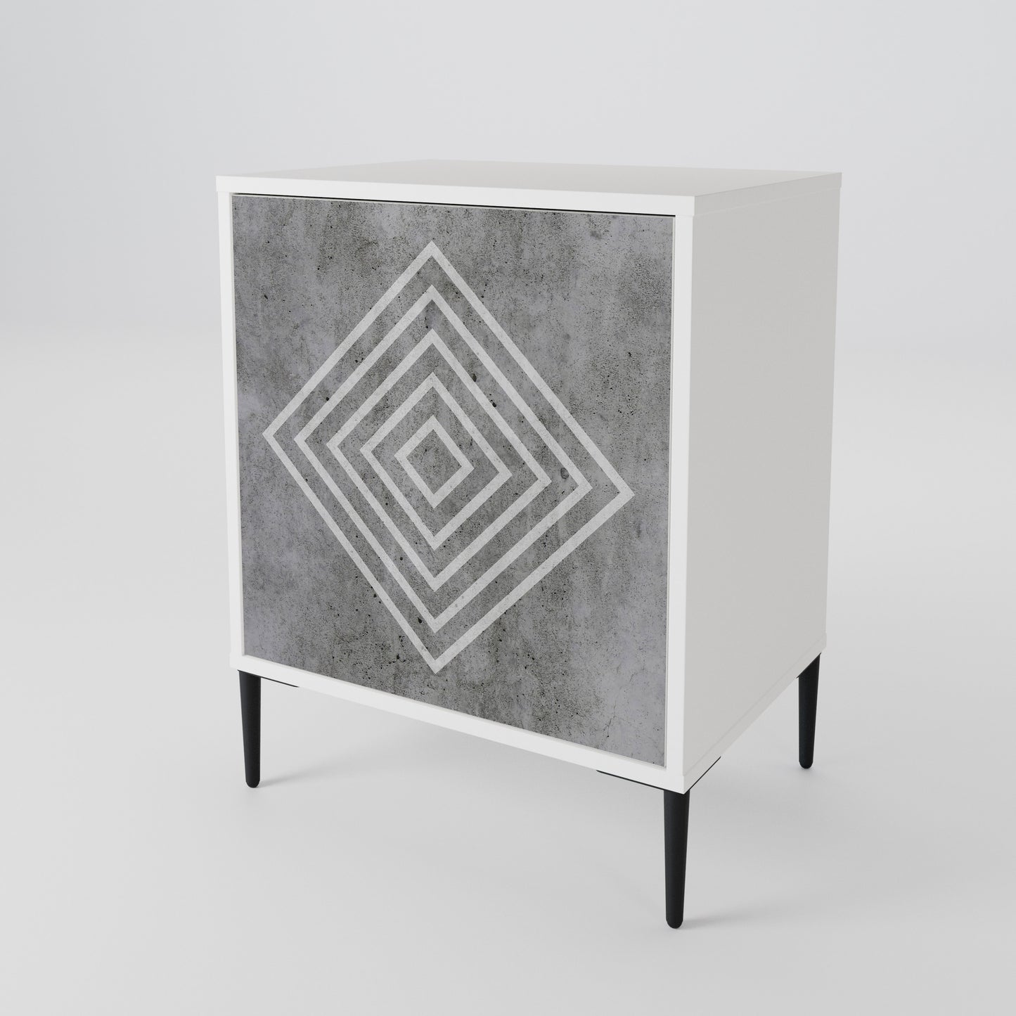 POLYGONAL ARTISTRY Madia a 1 Anta in Finitura Bianca