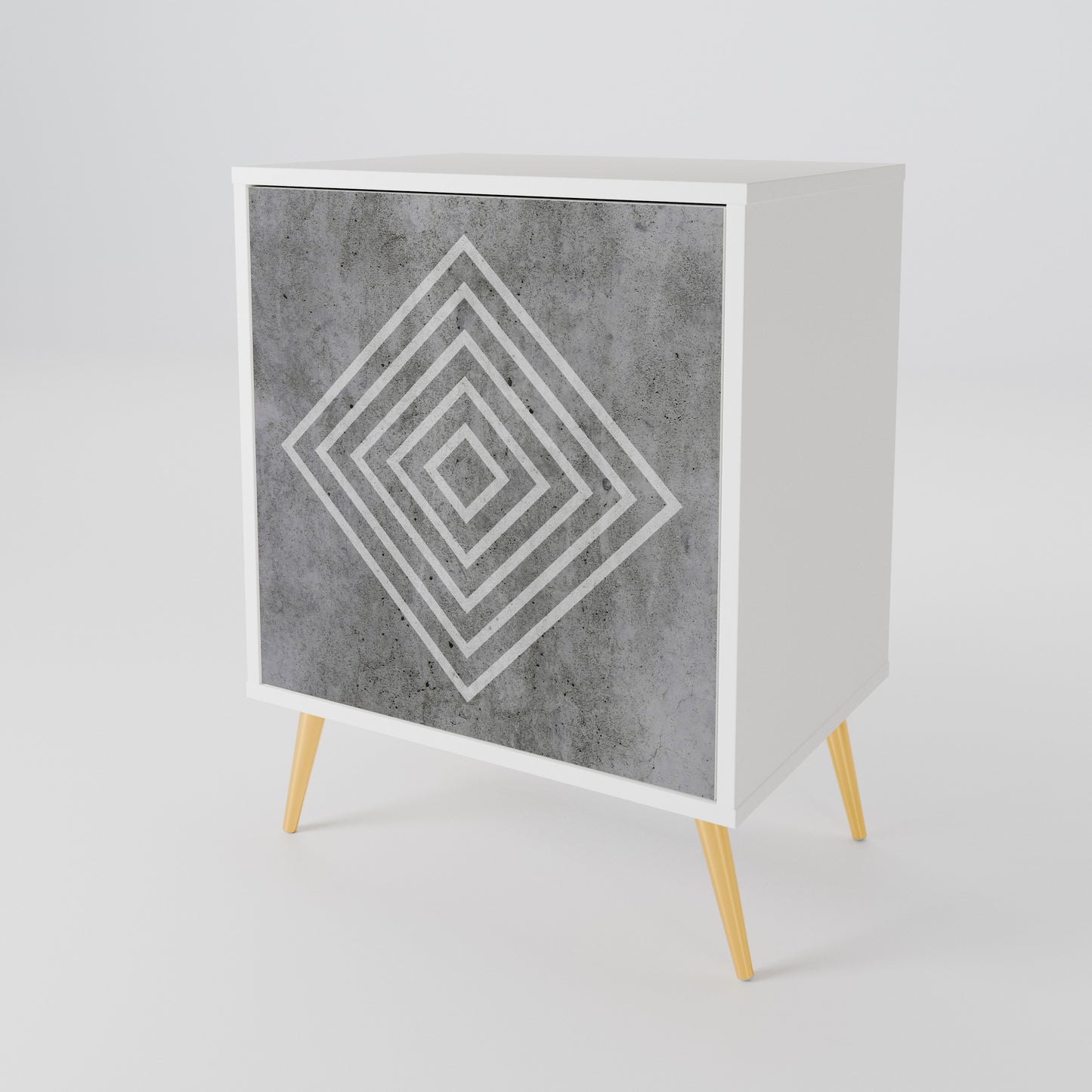 POLYGONAL ARTISTRY Madia a 1 Anta in Finitura Bianca