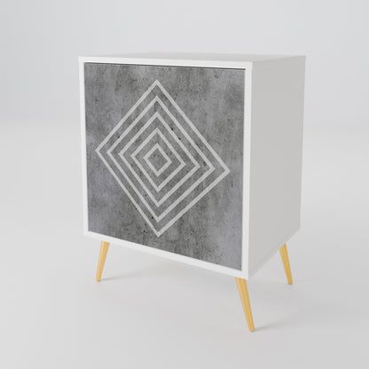 POLYGONAL ARTISTRY Madia a 1 Anta in Finitura Bianca