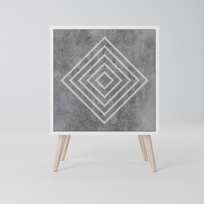 POLYGONAL ARTISTRY Madia a 1 Anta in Finitura Bianca