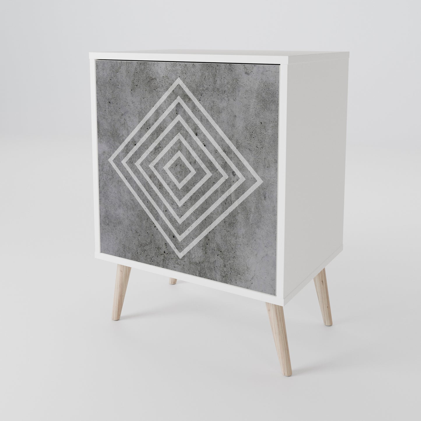 POLYGONAL ARTISTRY Madia a 1 Anta in Finitura Bianca