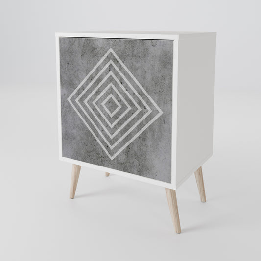 POLYGONAL ARTISTRY Madia a 1 Anta in Finitura Bianca