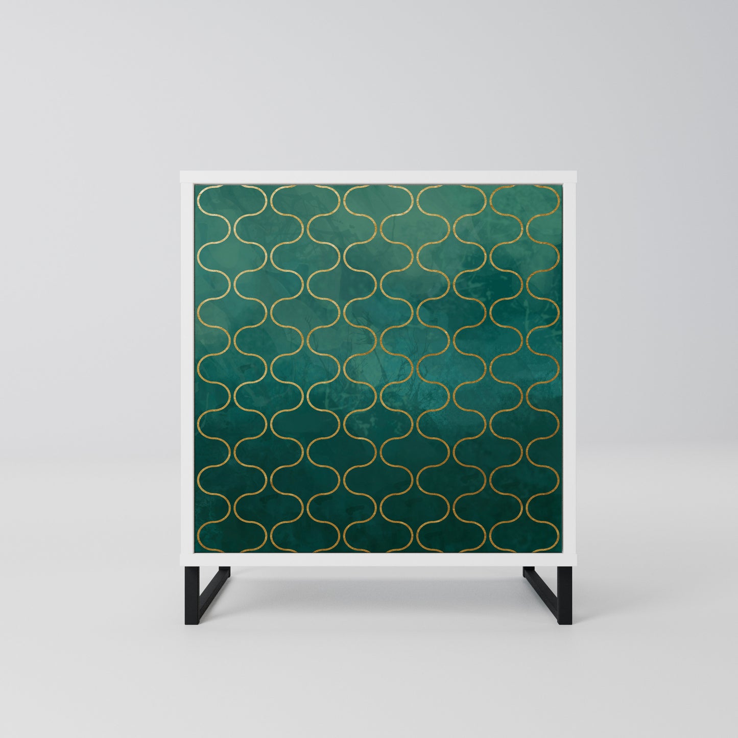 TESSELATED GREENERY Madia a 1 Anta in Finitura Bianca