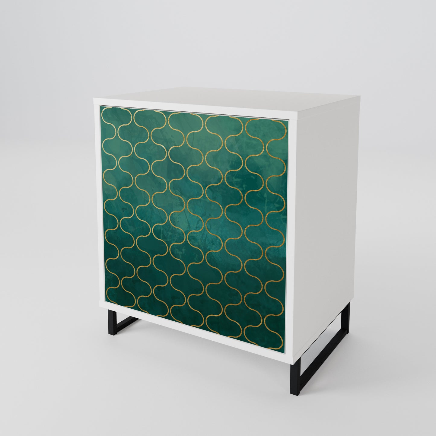 TESSELATED GREENERY Madia a 1 Anta in Finitura Bianca