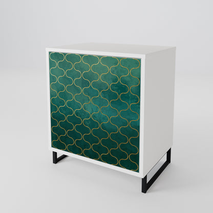 TESSELATED GREENERY Madia a 1 Anta in Finitura Bianca