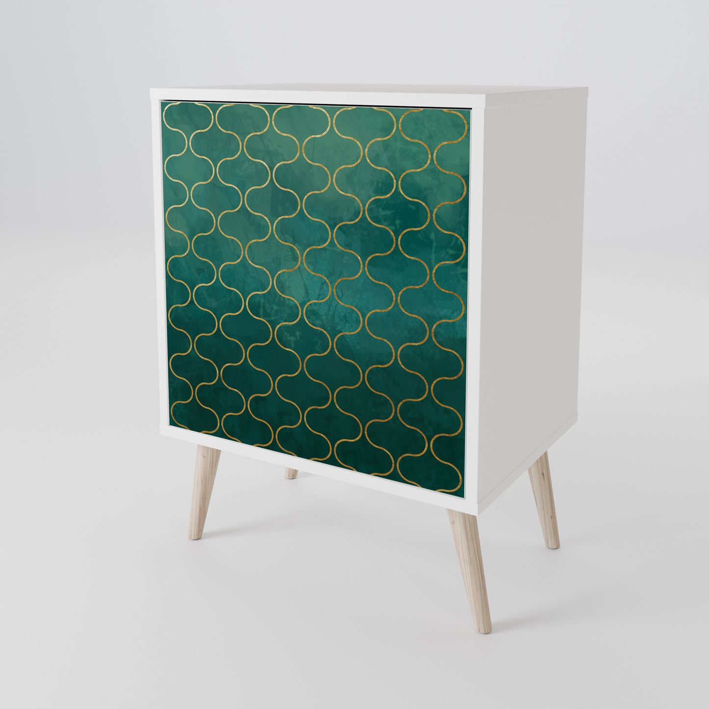 TESSELATED GREENERY Madia a 1 Anta in Finitura Bianca