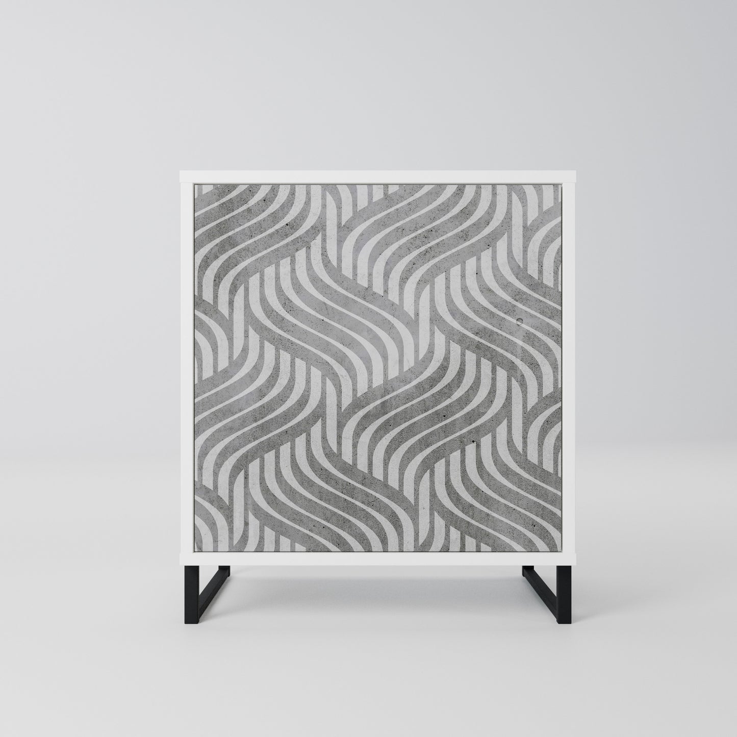 CONCRETE MOVEMENT Madia a 1 Anta in Finitura Bianca