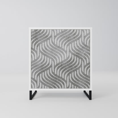 CONCRETE MOVEMENT Madia a 1 Anta in Finitura Bianca