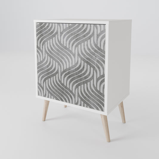 CONCRETE MOVEMENT Madia a 1 Anta in Finitura Bianca