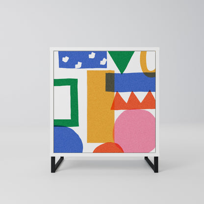 GEOMETRIC GLIMMER Madia a 1 Anta in Finitura Bianca