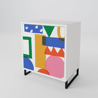 GEOMETRIC GLIMMER Madia a 1 Anta in Finitura Bianca