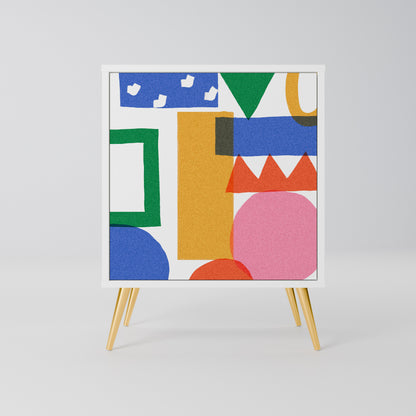 GEOMETRIC GLIMMER Madia a 1 Anta in Finitura Bianca