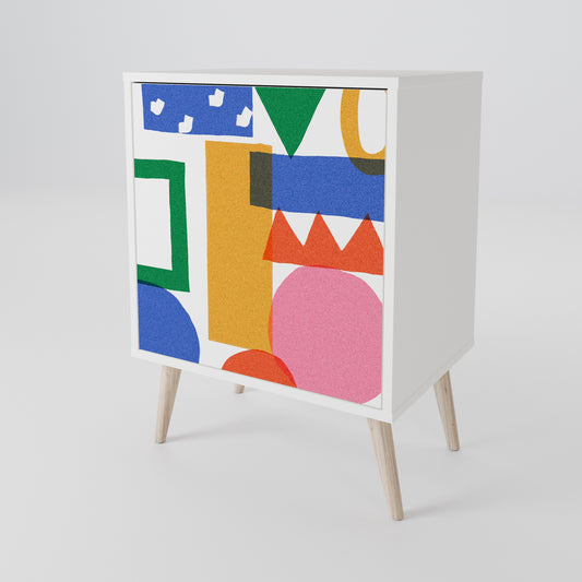 GEOMETRIC GLIMMER Madia a 1 Anta in Finitura Bianca