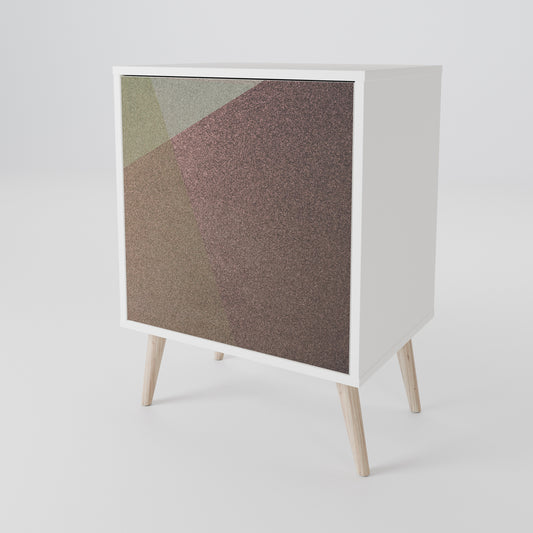 BEIGE GEOMETRY Madia a 1 Anta in Finitura Bianca