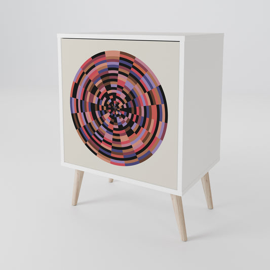 BROWN CIRCLES Madia a 1 Anta in Finitura Bianca