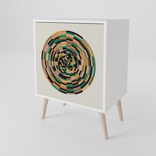 GREEN CIRCLES Madia a 1 Anta in Finitura Bianca