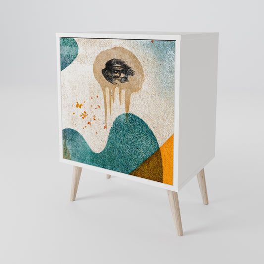 ABSTRACT FACES Madia a 1 Anta in Finitura Bianca