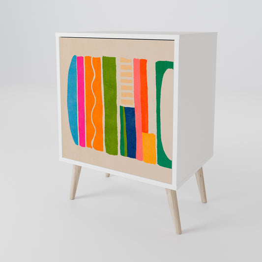 GEOMETRIC SHINE Madia a 1 Anta in Finitura Bianca