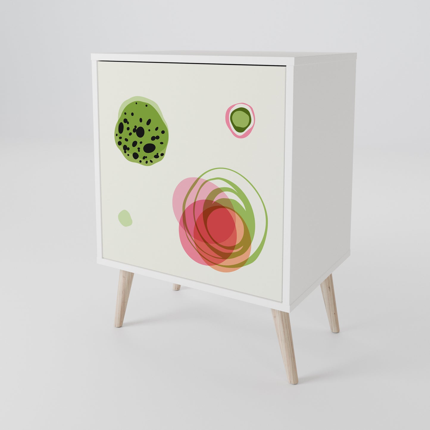 COLORFUL COSMOS 1-Door Sideboard in White Finish