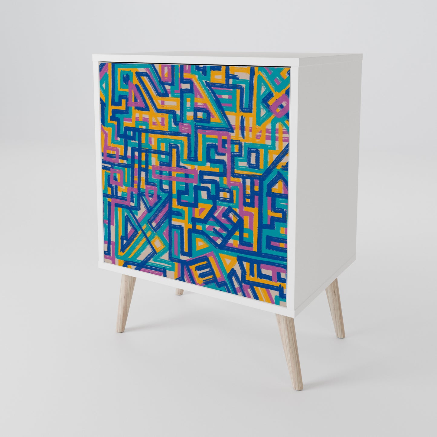 MEMORIES MAP 1-Door Sideboard in White Finish