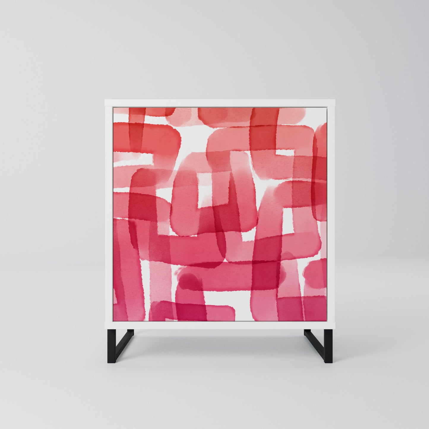 KALEIDOSCOPIC CUBISM 1-Door Sideboard in White Finish
