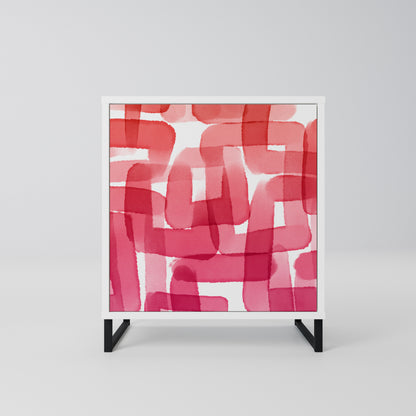 KALEIDOSCOPIC CUBISM 1-Door Sideboard in White Finish