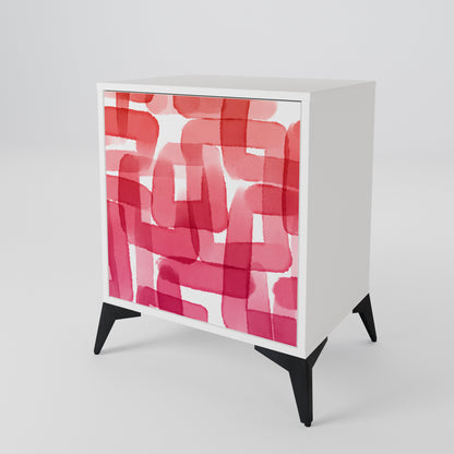 KALEIDOSCOPIC CUBISM 1-Door Sideboard in White Finish
