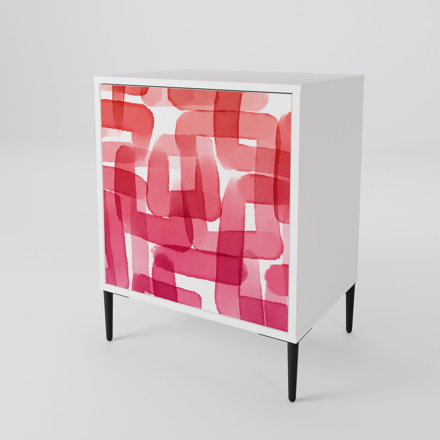 KALEIDOSCOPIC CUBISM 1-Door Sideboard in White Finish
