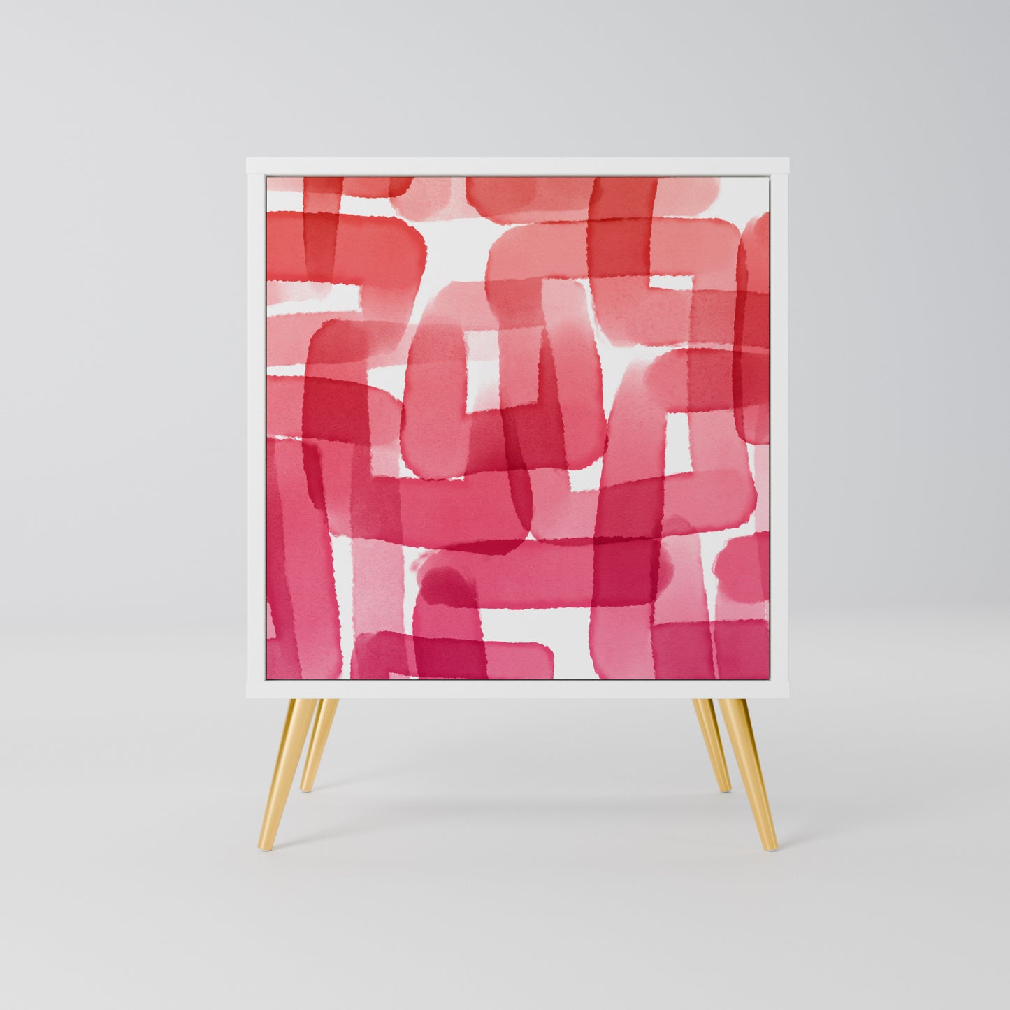 KALEIDOSCOPIC CUBISM 1-Door Sideboard in White Finish