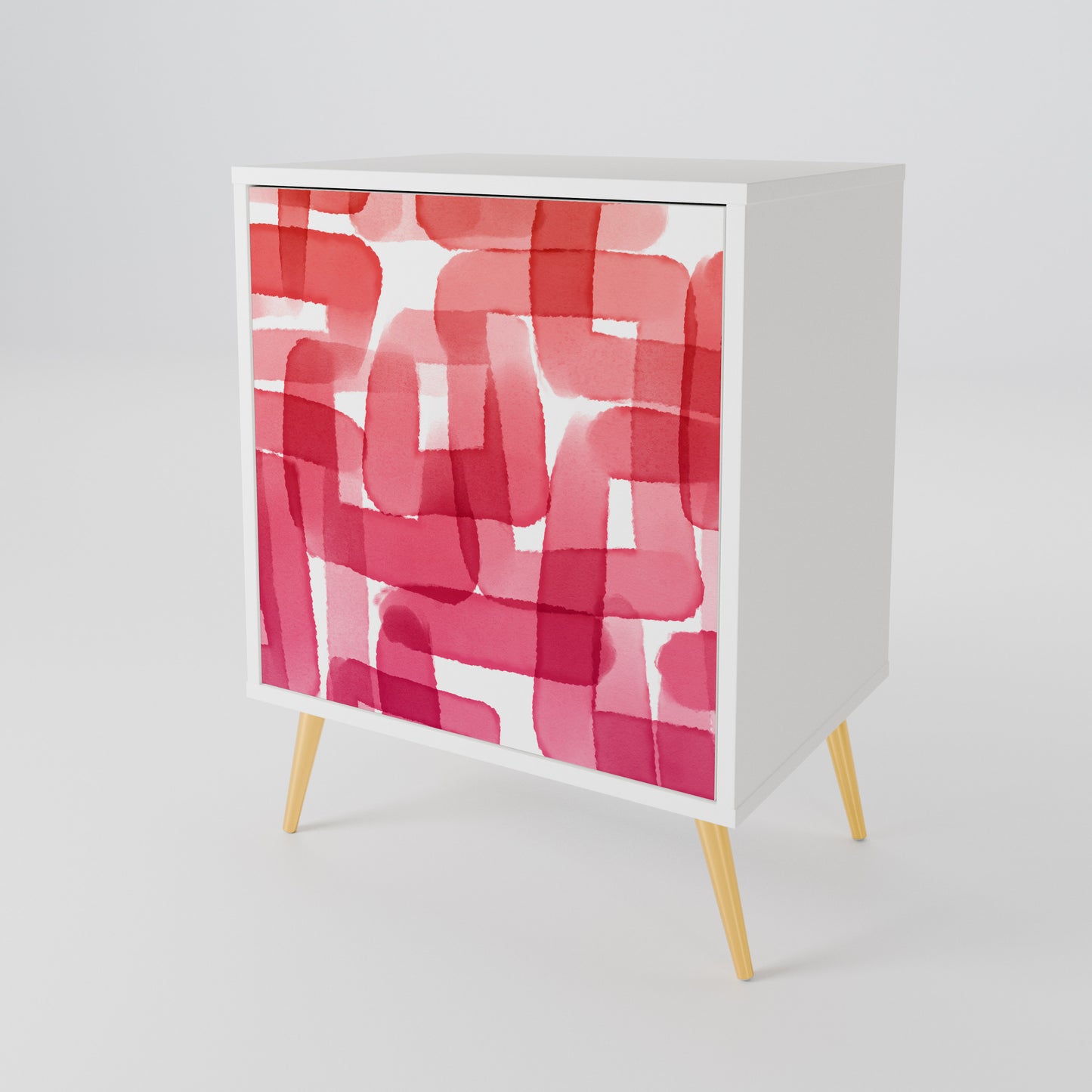 KALEIDOSCOPIC CUBISM 1-Door Sideboard in White Finish