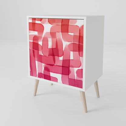 KALEIDOSCOPIC CUBISM 1-Door Sideboard in White Finish