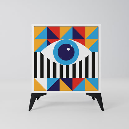 ABSTRACTION AND GEOMETRY Madia a 1 Anta in Finitura Bianca