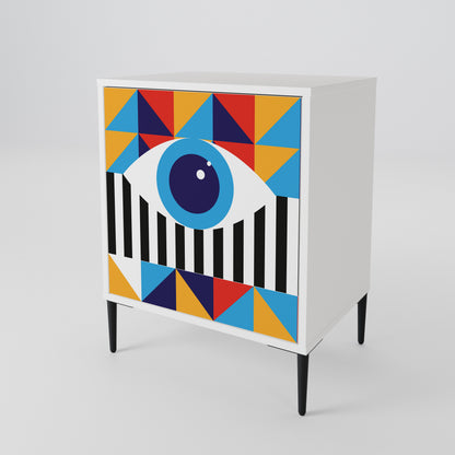 ABSTRACTION AND GEOMETRY Madia a 1 Anta in Finitura Bianca