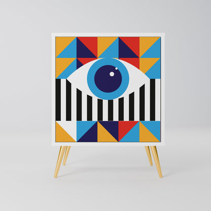 ABSTRACTION AND GEOMETRY Madia a 1 Anta in Finitura Bianca