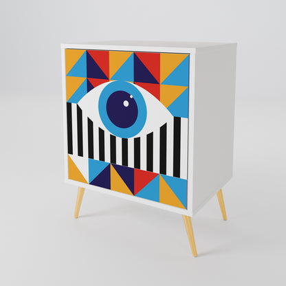 ABSTRACTION AND GEOMETRY Madia a 1 Anta in Finitura Bianca